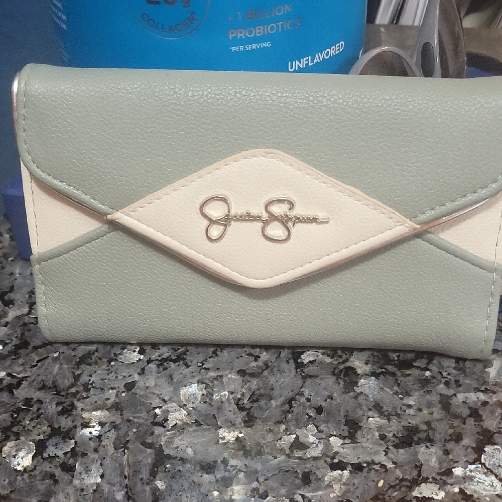 Green and Cream Jessica Simpson Women's Wallet